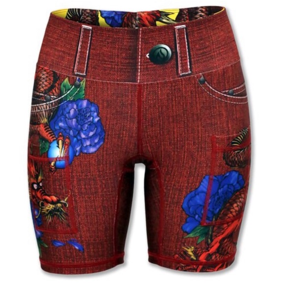 INKNBURN WOMEN'S RED RYU 6" SHORTS size 14 - Picture 2 of 5